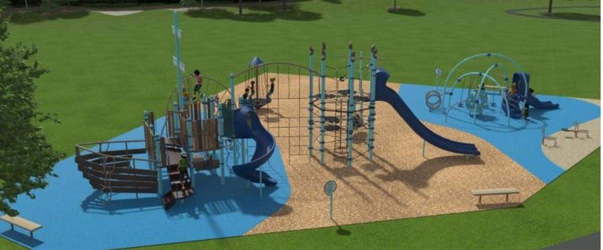 An artist’s rendering of what Spyglass Park will look like with the new playground equipment.