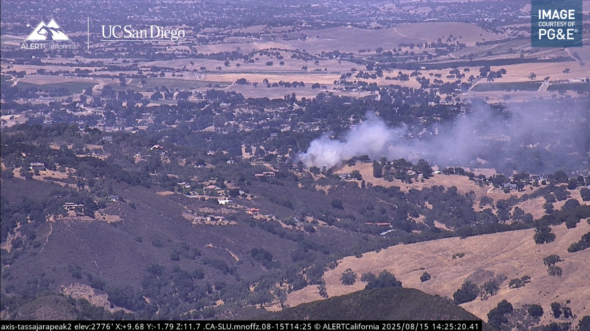 A vegetation fire broke out on San Marcos Road in Atascadero on Aug. 15, 2025.