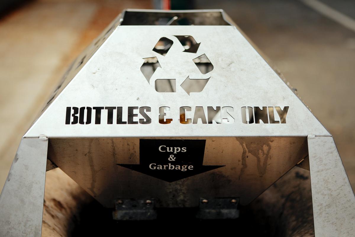 A recycling basket sits atop a trash can in downtown San Luis Obispo. The county Board of Supervisors recently voted to leave the Integrated Waste Management Authority (IWMA), which oversees compliance with state recycling laws.