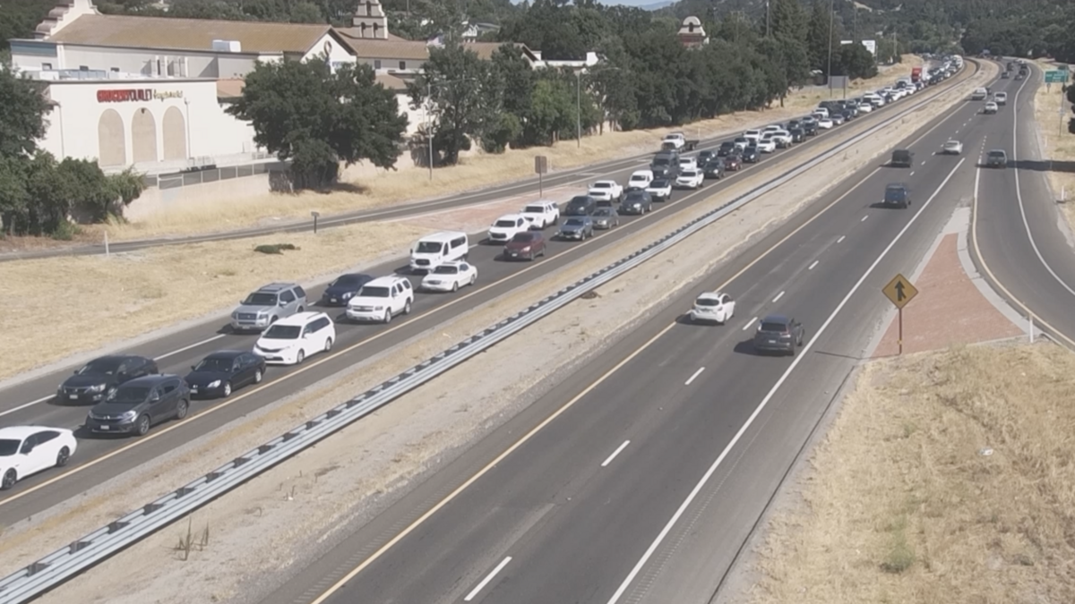 Northbound traffic was backed up due to a two-vehicle collision on Highway 101. The accident occurred near Del Rio Road in Atascadero around 4:15 p.m. on Thursday July 27, 2023.