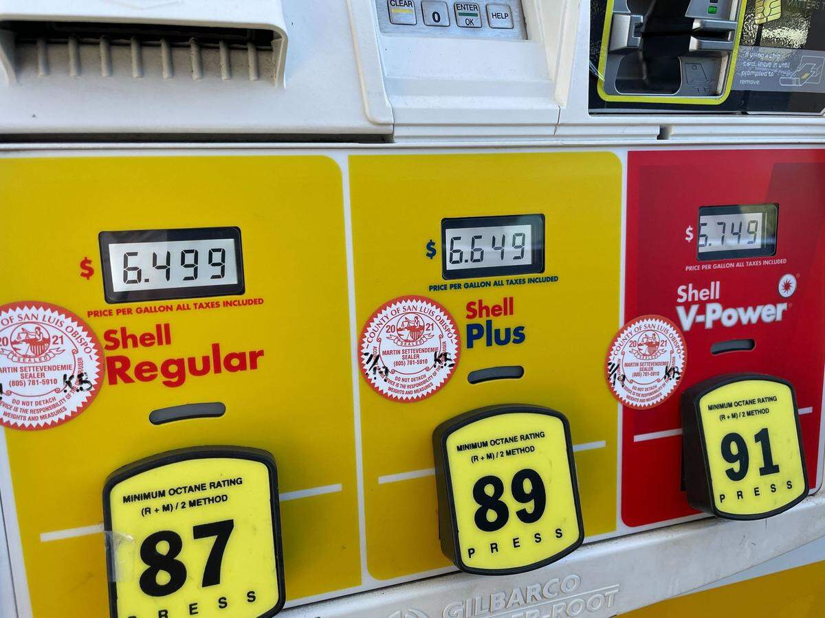 Gas at the Shell Station on Madonna Road was well above $6 on Thursday, May 19, 2022, across all grades.