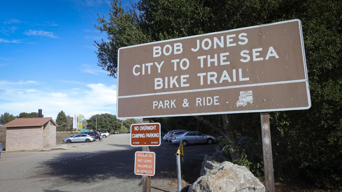 The parking lot on Ontario Road is a starting point for many hikers and bikers. The Bob Jones Trail is proposed to run from San Luis Obispo to Avila Beach but has not yet been completed, seen here on Dec. 3, 2024.