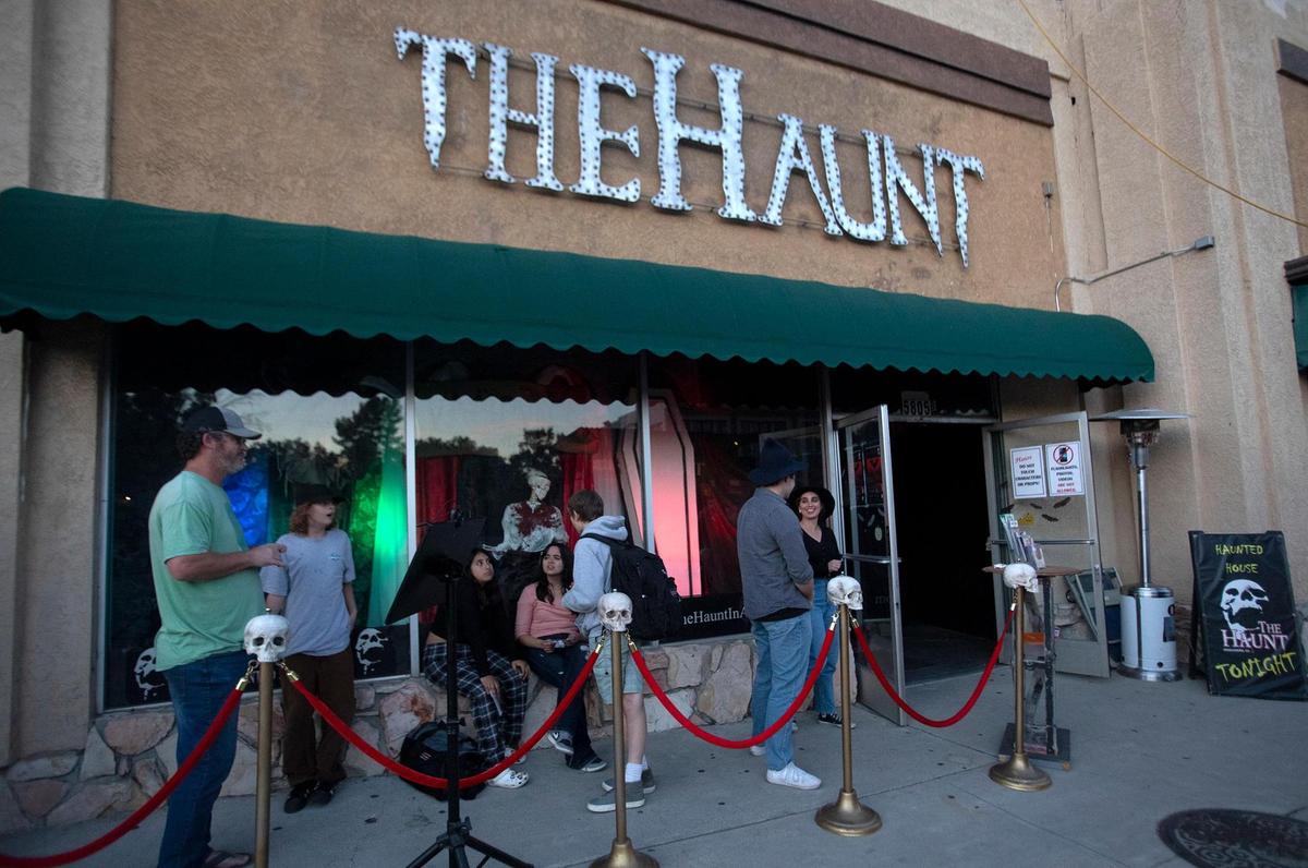 People line up to tour The Haunt in Atascadero on Oct. 13, 2023.
