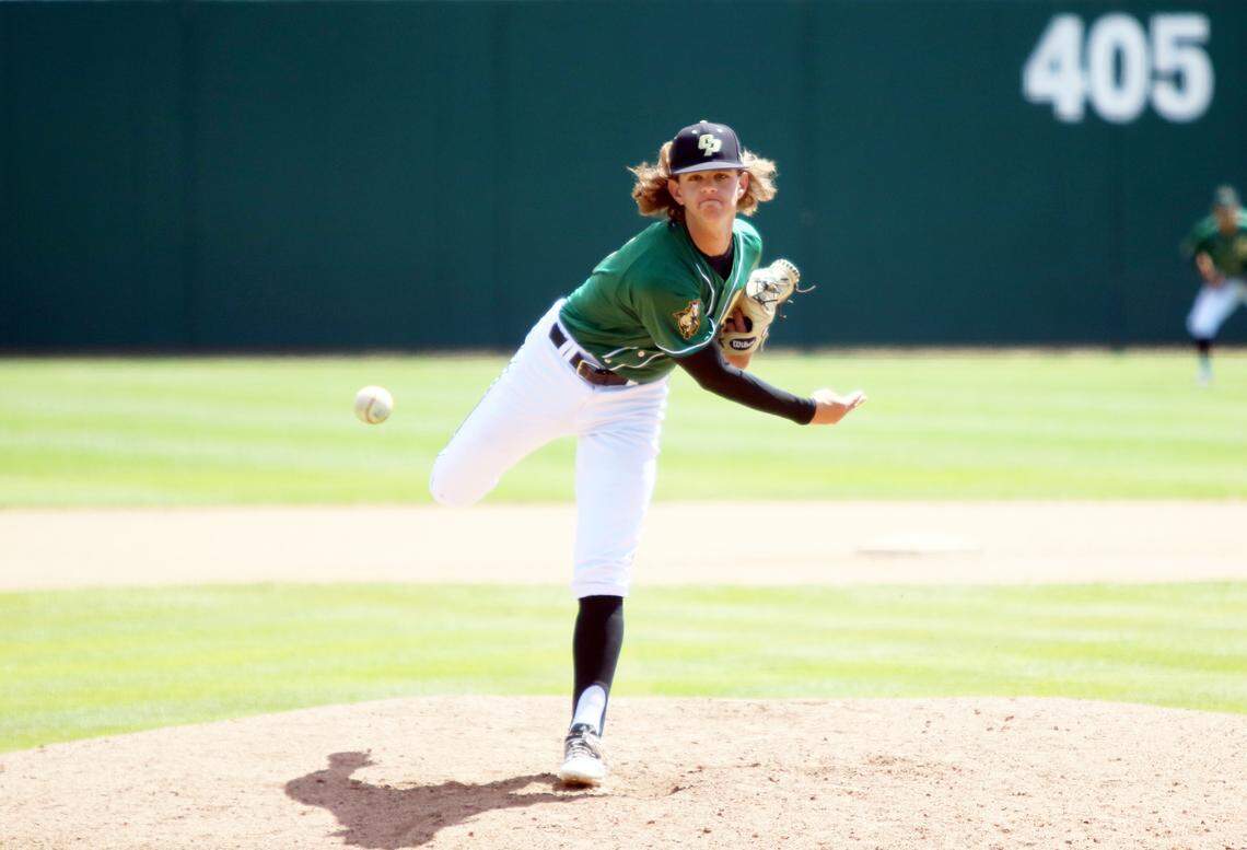 Cal Poly pitcher Taylor Dollard, pitching as a freshman in a game against Dartmouth, was drafted Thursday by the Seattle Mariners.