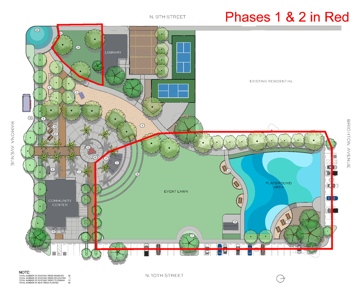 Phases 1 and 2 of the Ramona Garden Park renovations will include a new accessible playground, bandshell and ampitheater along with new restroom facilities.