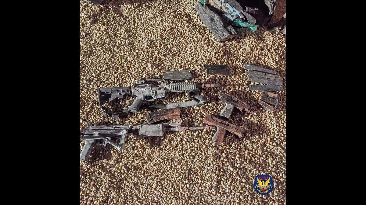 Homeowners in the West Valley of Phoenix were digging in their yard when they found the weapons, Phoenix Police say.