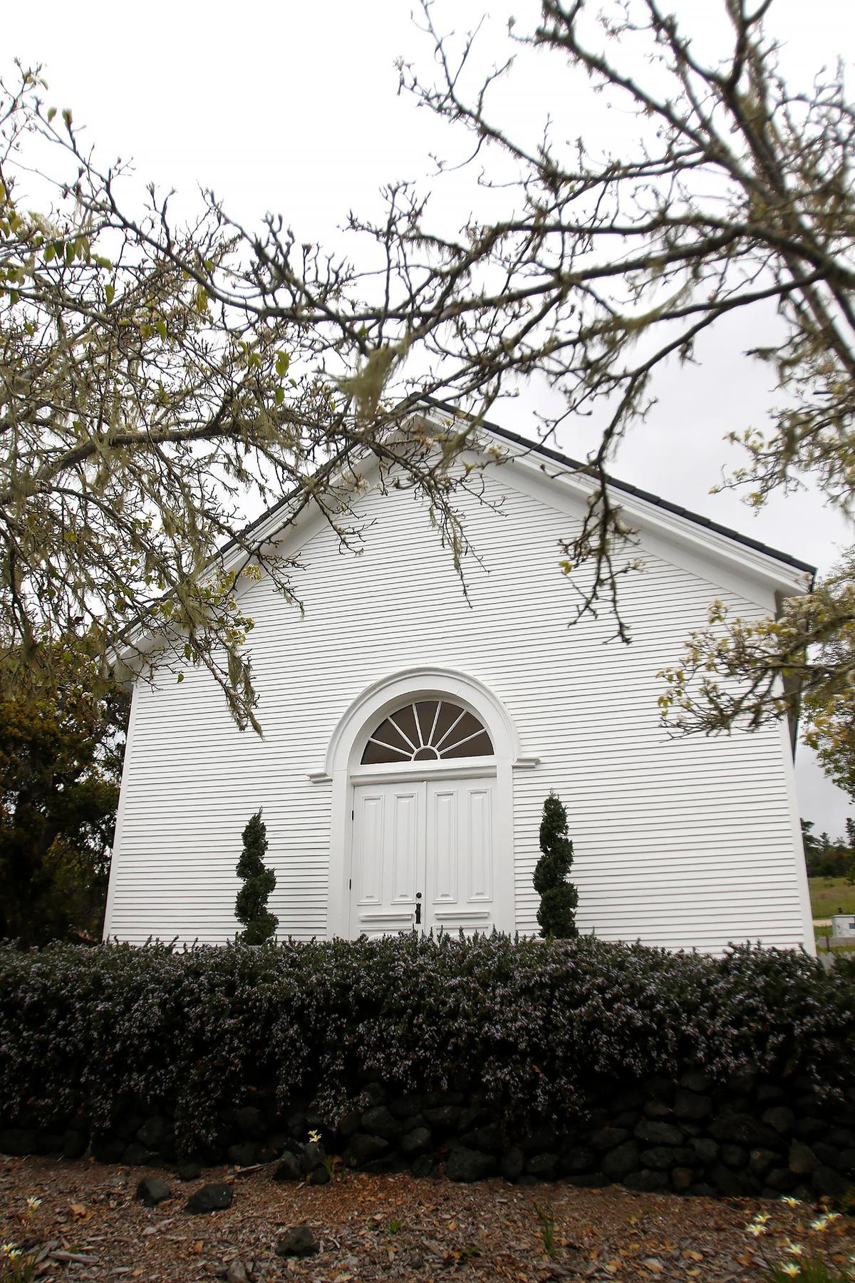 The Old Santa Rosa Chapel in the Santa Rosa Cemetery. Cambria landmarks, March 28, 2023.