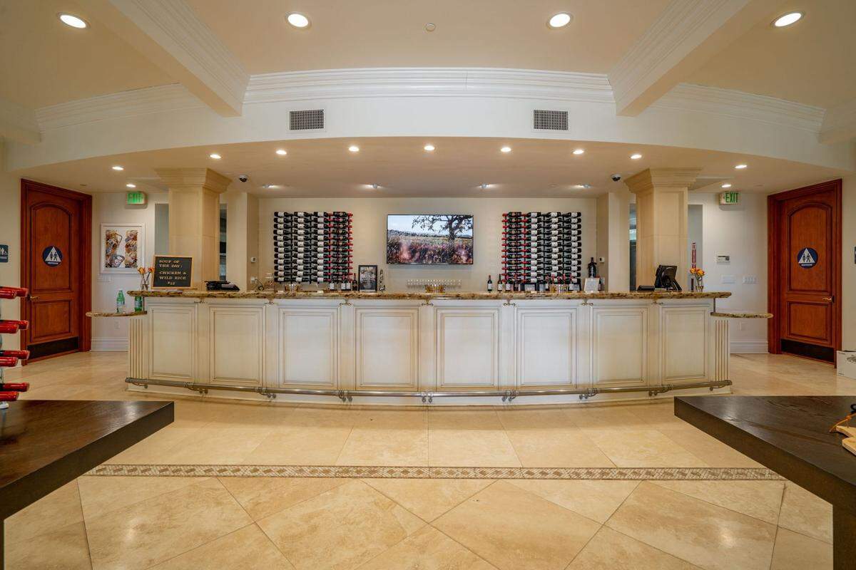 The tasting room at Villa San-Juliette in Paso Robles, California. The winery estate listed for $22 million in August 2022 and will go up for auction Saturday, May 17, 2025.
