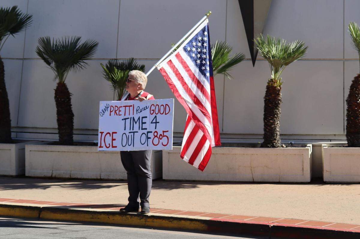 A protest took place outside the San Luis Obispo County Board of Supervisors meeting Jan. 27, 2026, where the Sheriff’s Office was expected to share information about its cooperation with ICE.