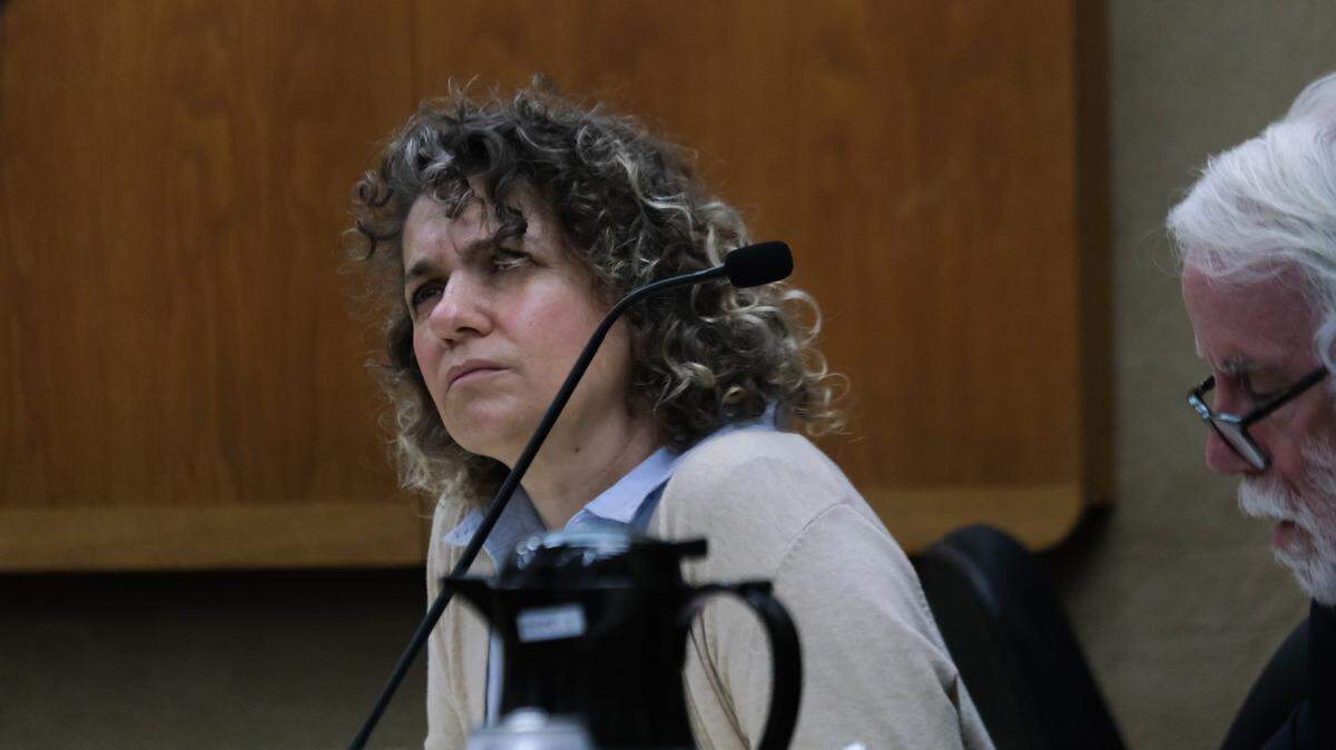 Brandi Turner listens to rebuttal arguments in the murder case against her in San Luis Obispo Superior Court on Jan. 19, 2024. Turner is accused of selling the fentanyl to Quinn Hall that killed him in 2022.