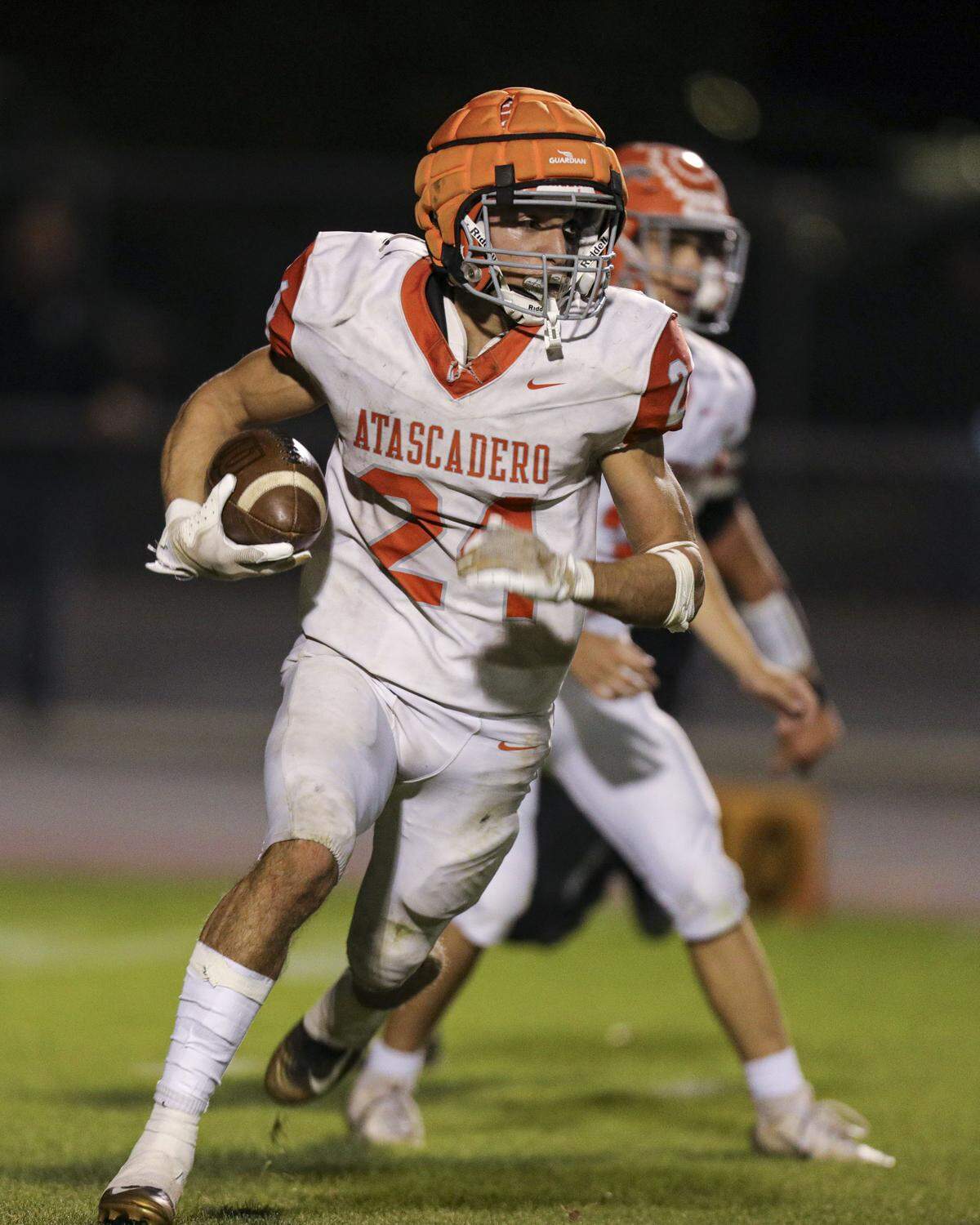 Damon Mitchell had the most yardage for the Greyhounds. Nipomo beat Atascadero 35-34 in a double-overtime playoff football game on Nov. 7, 2025.