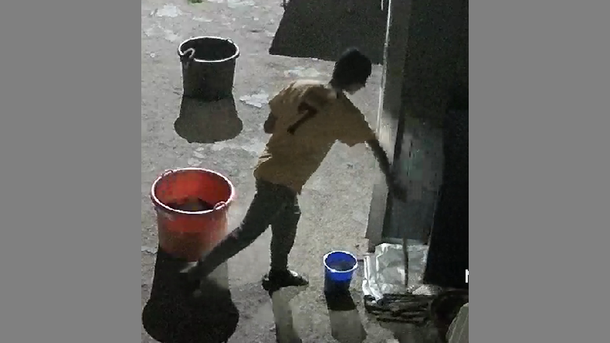 Security footage shows a suspect, who police have identified as Royal Ebright, allegedly breaking into Morro Bay High School.