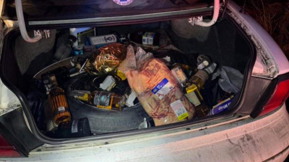 Over $1,000 of meat and alcohol allegedly stolen from local retailers was discovered by California Highway Patrol during a late-night traffic stop in San Luis Obispo County on Nov. 24, 2024.