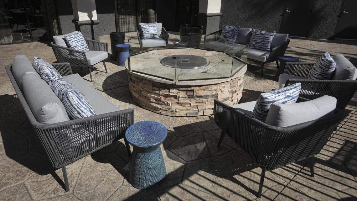 A pool area fire pit is in the central patio. Courtyard by Marriott San Luis Obispo unveiled completion of a renovation on April 22, 2026.