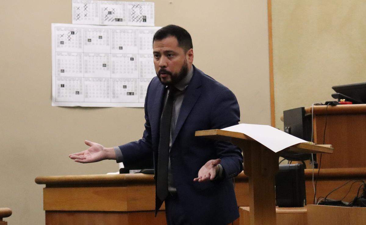 Defense attorney Gerardo Agustin made his closing arguments on Dec. 17. 2025, in defense of Janet Marie Brown, who was charged with five counts of falsifying medical records with fraudulent intent in relation to the overdose death of Paso Robles teen Elina Branco. Brown’s trial resulted in a hung jury on Dec. 19, 2025.