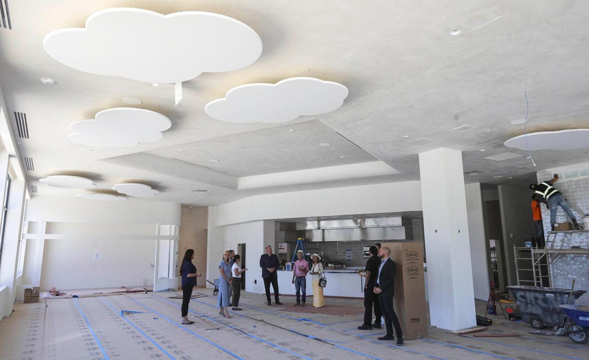 Tile is being installed in the EMRE restaurant on the ground floor of The Ava Hotel in downtown Paso Robles. It’s in the finishing months of construction, seen here on June 18, 2025.