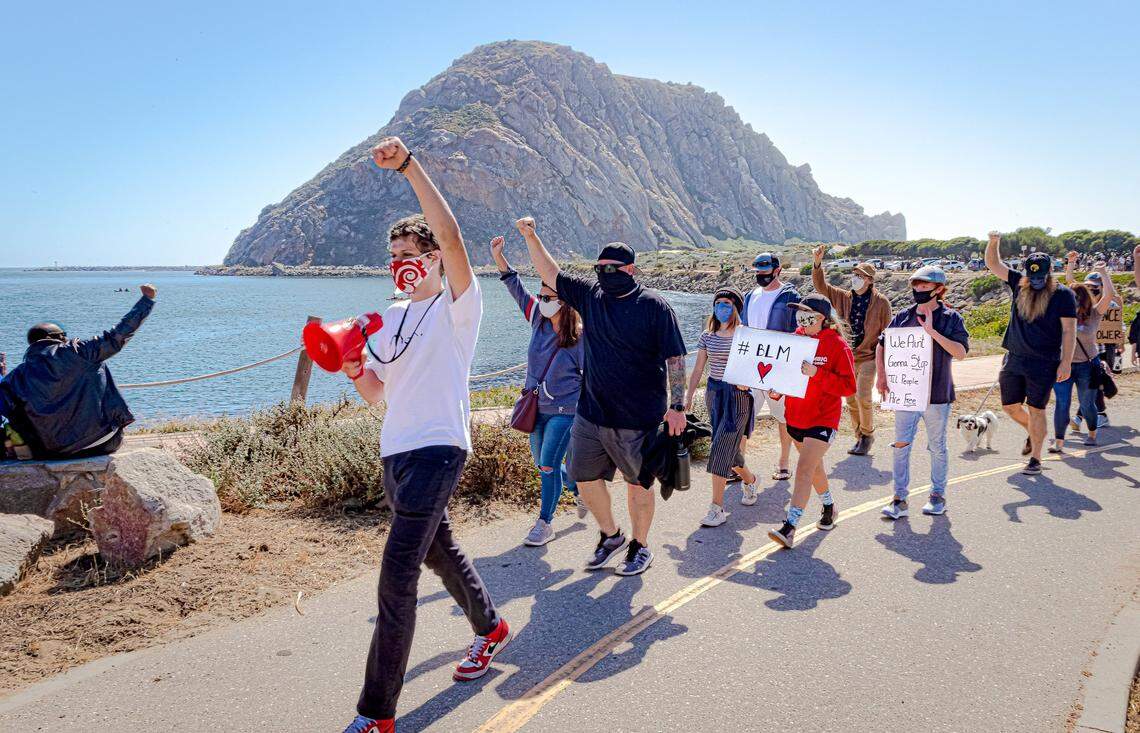 Marchers walked in Morro Bay on Saturday, June 6, to support the Black Lives Matter movement and protest police brutality.