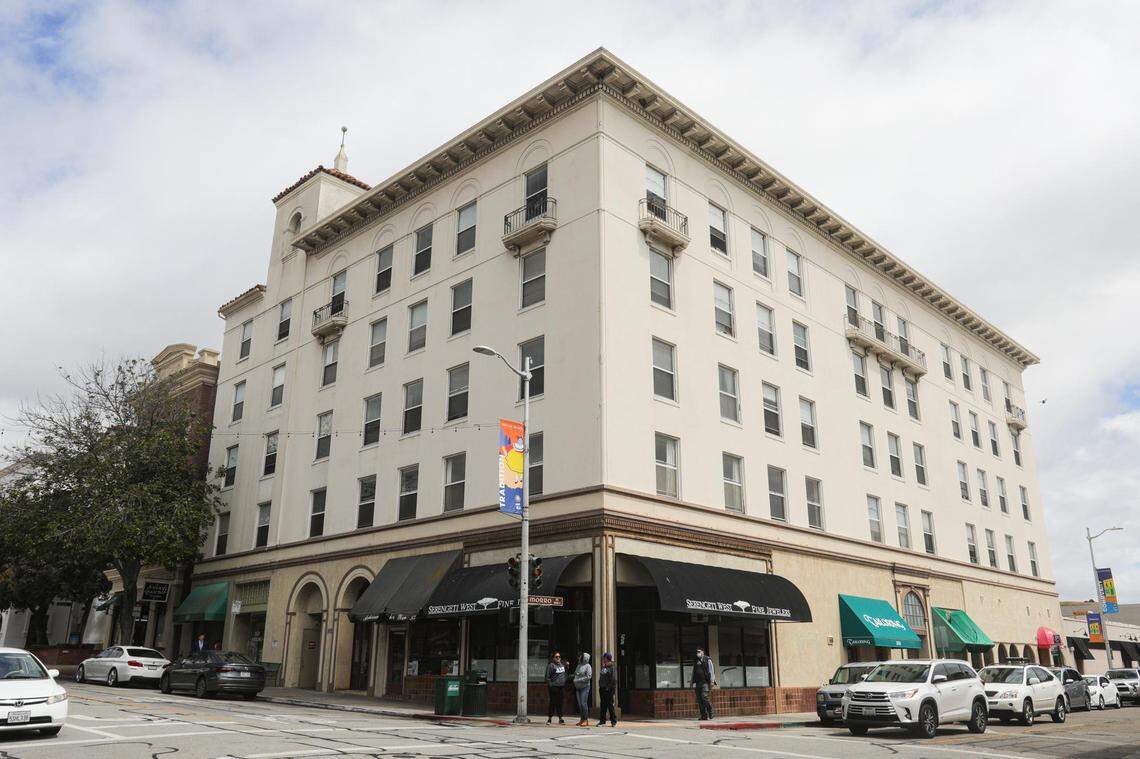 The Anderson Hotel at the corner of Morro and Monterey Streets in San Luis Obispo, seen here on April 22, 2022, will continue as affordable housing for seniors and disabled residents.