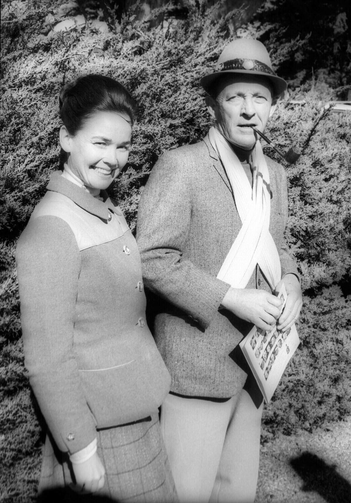 Bing and Kathy Crosby at the 25th annual Crosby Clambake or Crosby National Pro-am. The photo was published in the Telegram-Tribune on Jan 22, 1966
