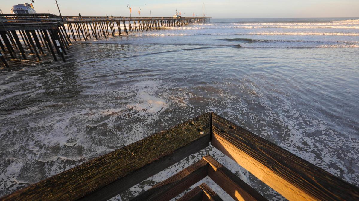There was a 6.8-foot King Tide in Pismo Beach Pier on the morning of Dec. 13, 2024 with a little extra push from a series of incoming storms.