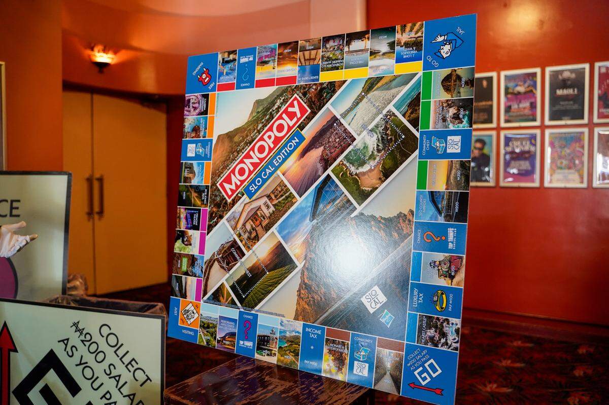 Mr. Monopoly and representatives of Monopoly localizer Top Trumps paid a visit to the Fremont Theater to debut a San Luis Obispo County-themed version of the board game Wednesday, Sept. 4, 2024.