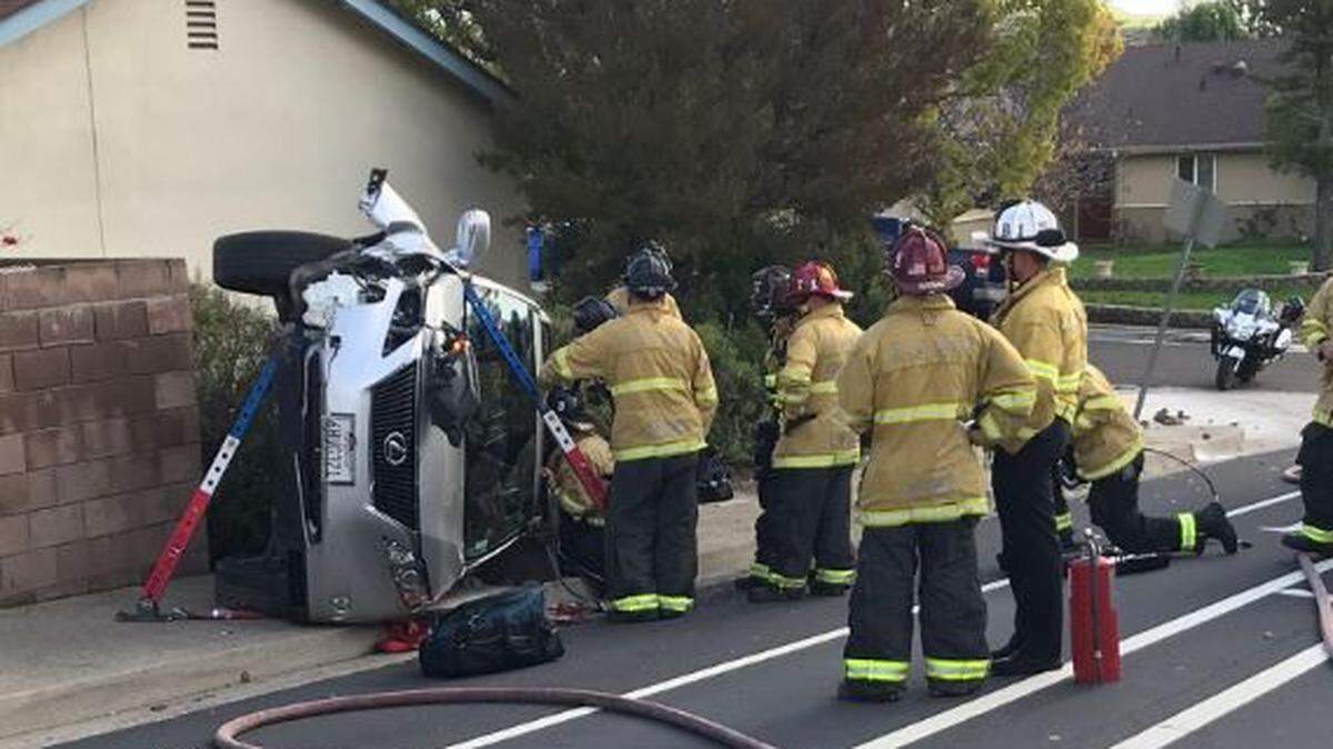 San Luis Obispo police responded to a rollover crash at Johnson Avenue and Cedar Court on Monday afternoon.