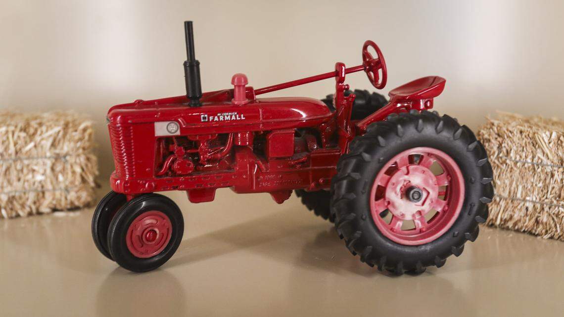 A serendipitous stop at an International Harvester equipment dealer lead to Jerry Lohr being introduced to the Paso Robles area. A miniture in the wine tasting room commemorates event seen here on Nov. 6, 2025.