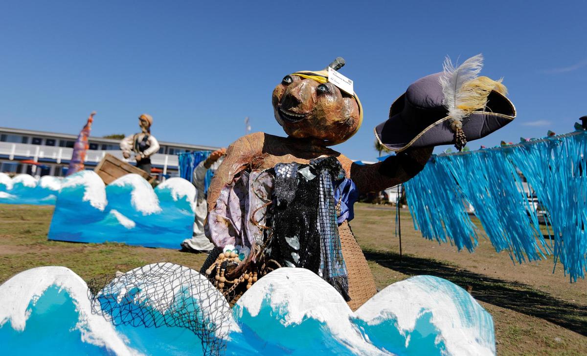 Cambria’s famous scarecrows are spread out from Cambria to San Simeon to the north. The “Kraken” is the largest scarecrow in the “Pirate’s Cove” located next to San Simeon Bar and Grill, 9520 Castillo Drive in San Simeon.