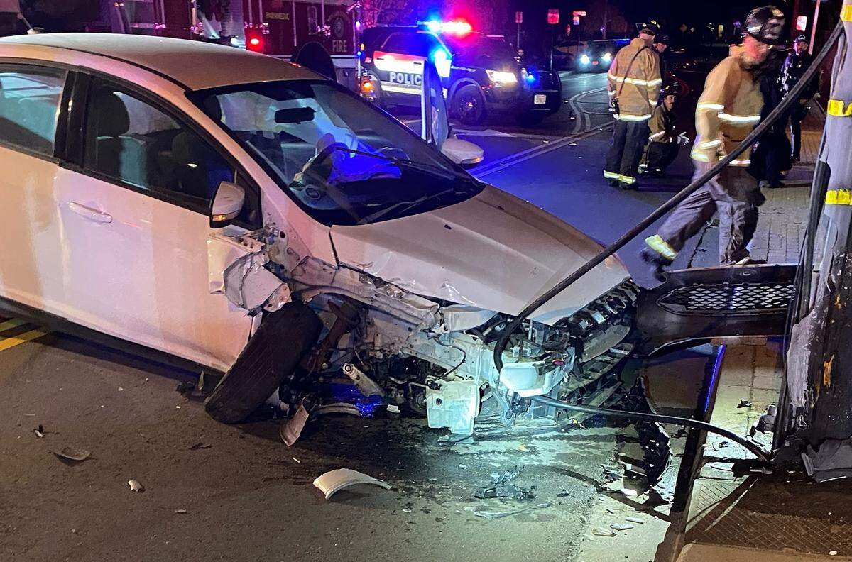 A man suspected of driving while drunk crashed into a power pole near the San Luis Obispo train station early in the morning on Dec. 14. Police warned of the dangers of driving under the influence.