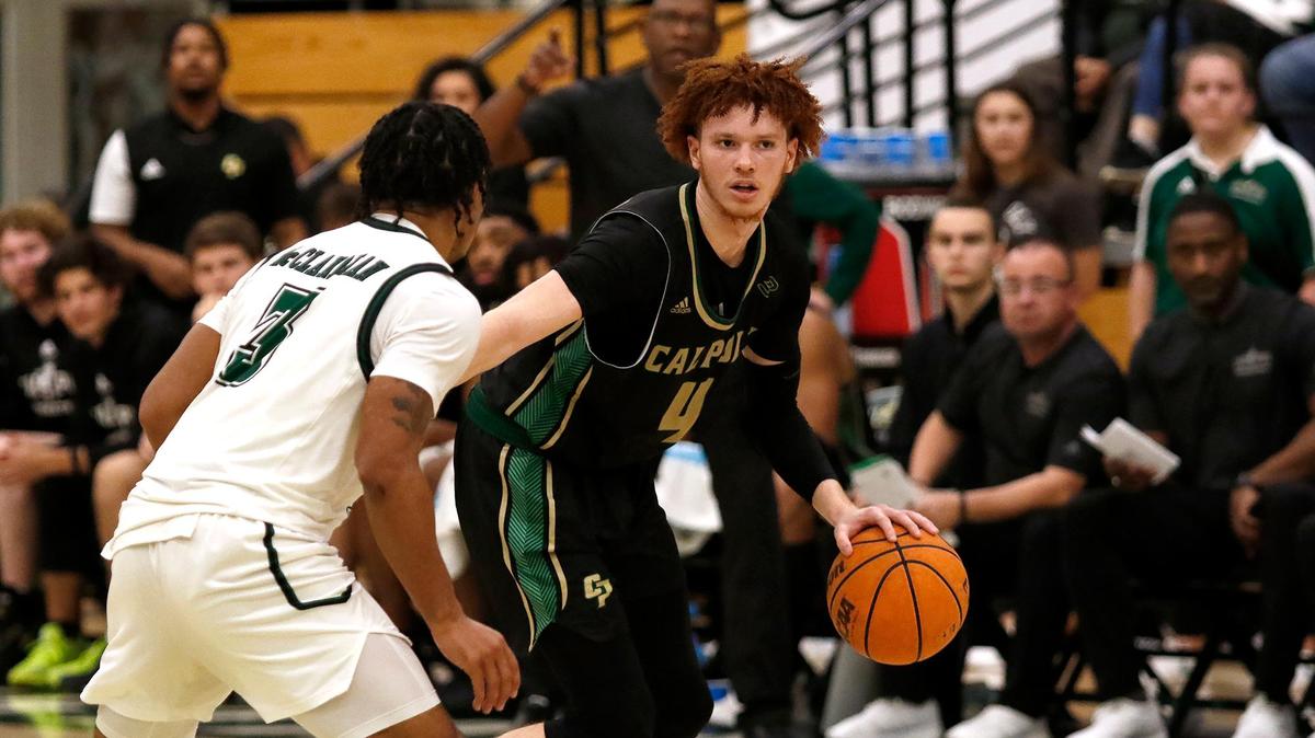 Brantly Stevenson, here in a game against Hawaii on Feb. 4, led Cal Poly with 28 points in the Mustangs’ first-round win over Long Beach State on Tuesday at the Big West Conference tournament.