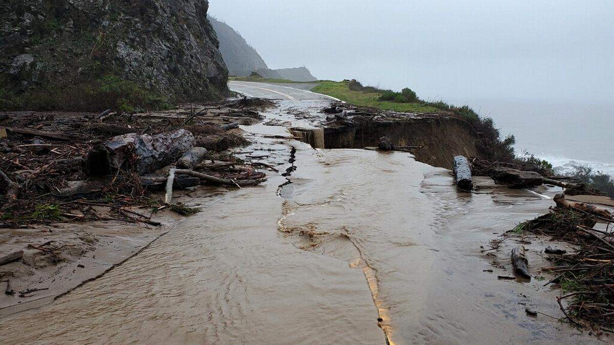 A chunk of Highway 1 in Big Sur crumbled into the Pacific Ocean during this week’s storm. The location is north of Lucia.