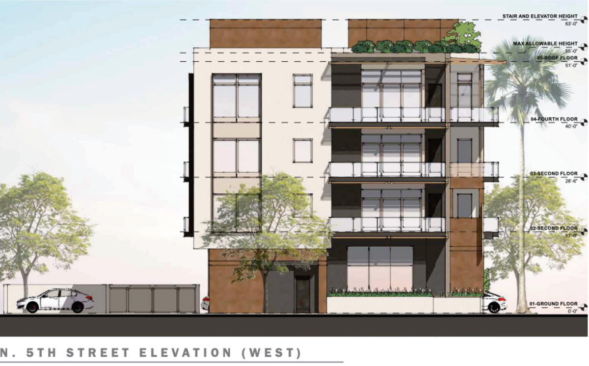 Developer Gorman Post, LLC, is planning to build a four-story, 55-foot mixed-use building featuring 30 units and ground-floor commercial space at 501 and 551 West Grand Ave. in Grover Beach.