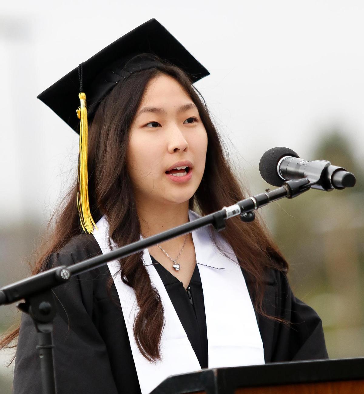Erin Chae gave the valedictorian address. San Luis Obispo High School celebrated its 389 graduating seniors in a ceremony at Holt Stadium on Friday evening, June 9, 2023.
