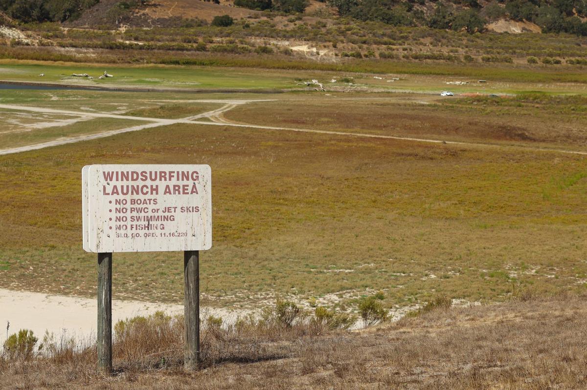The windsurfing area in the Wittenberg Arm of Lopez Lake is completely dry. Lopez Lake, the primary water source for Arroyo Grande, Grover Beach, Oceano and Pismo Beach, was at 31% capacity at the beginning of October 2021.