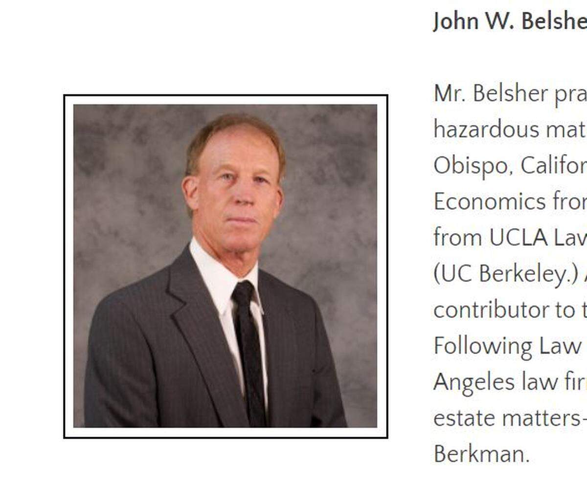 A screengrab from John Belsher’s law office website.