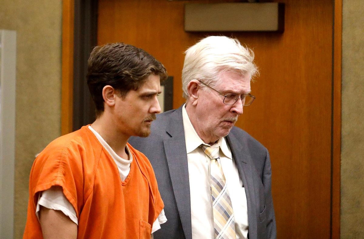 Aleksandr Moiseyev, 28, of Halcyon listens to defense attorney Jim Murphy before Judge Dodie Harman hands down the sentence in Moiseyev’s DUI manslaughter case. Moiseyev was sentenced to six years in prison for the crash that killed 57-year-old Jose Soto Gonzales in Nipomo.