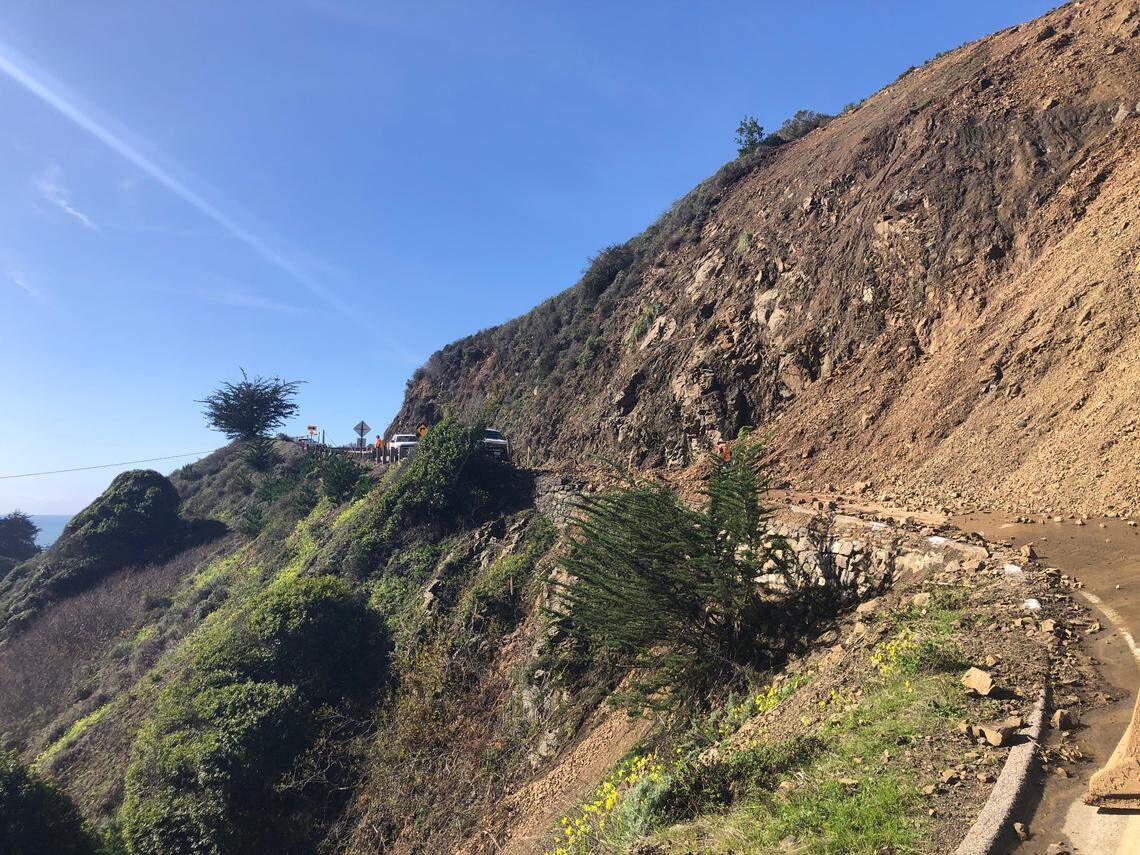 This Jan. 18, 2023, photo shows the Polar Star landslide on Highway 1, just south of Ragged Point. The highway is closed from the elephant seal rookery parking lot (just south of Piedras Blancas) to Lime Creek, 32 miles north of the Monterey/San Luis Obispo County line.