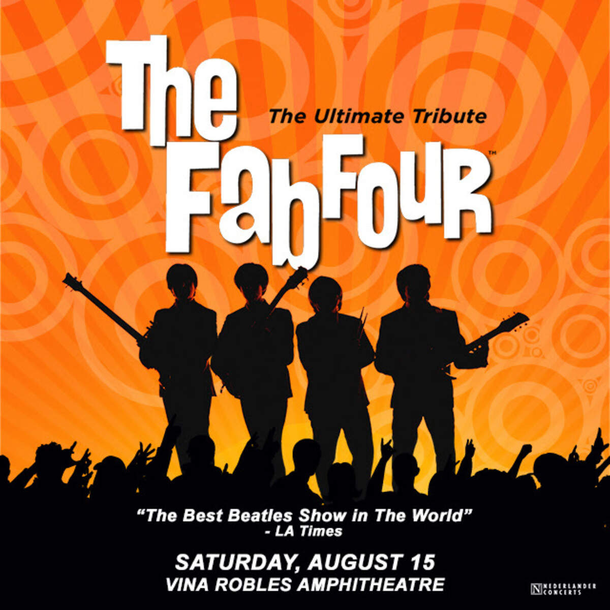 The Fab Four: The Ultimate Tribute band performs Beatles classics at the Vina Robles Amphitheatre in Paso Robles on Aug. 15, 2026.