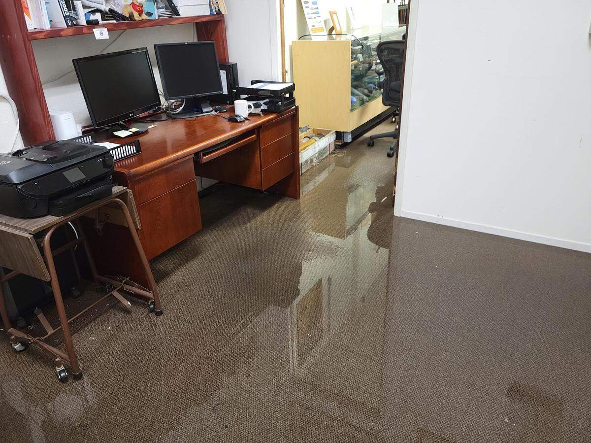 Flooding captured in the Central Coast Veterans Museum.