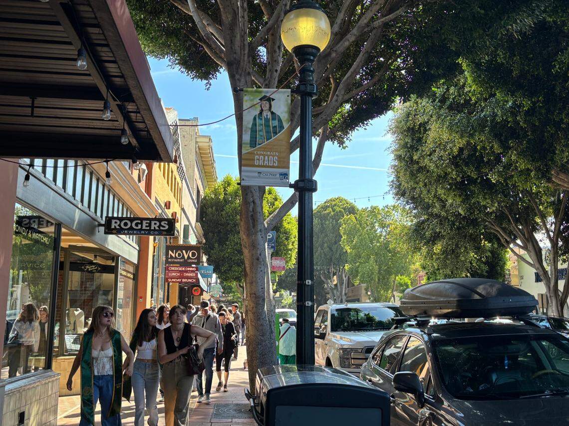 Cal Poly graduates were adorned in their stoles and IDs to enter the bars downtown starting at 6 a.m.