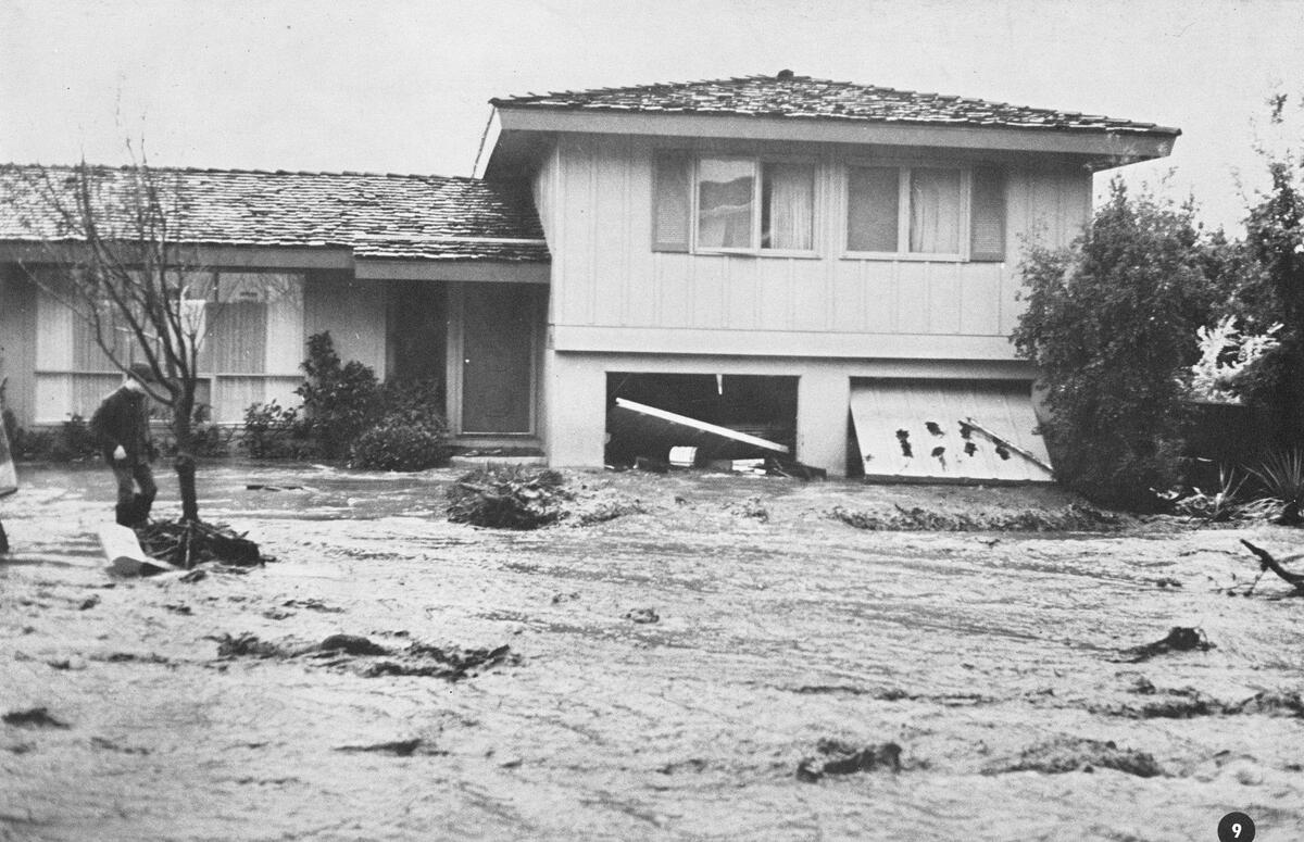 Dixon Conrad home on Flora Avenue in San Luis Obispo after rain and mudslide. January 1969 flooding Photos by David Ethridge and David Ranns.Tribune photos from a booklet produced by David Ranns