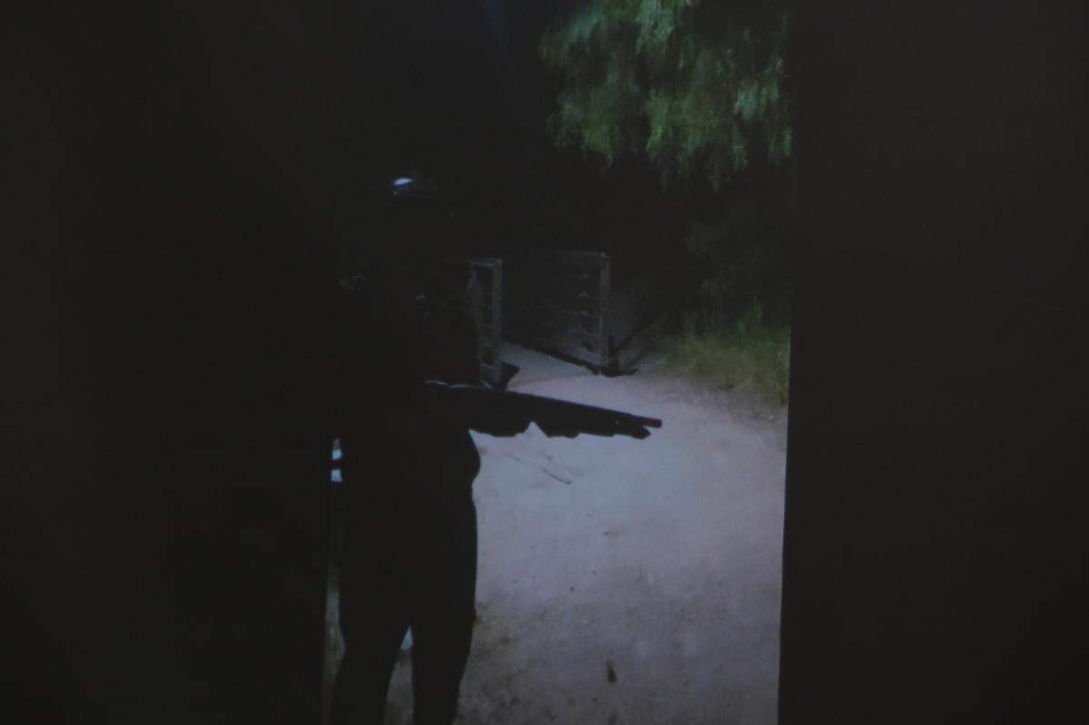 A video shown in San Luis Obispo Superior Court on Feb. 3, 2025, shows Cal Poly student Charles Hojaboom shooting a rifle on campus on June 26, 2023. San Luis Obispo Superior Court Judge Catherine Swysen ruled there was enough evidence for Hojaboom to face trial on mulitple felony gun charges.