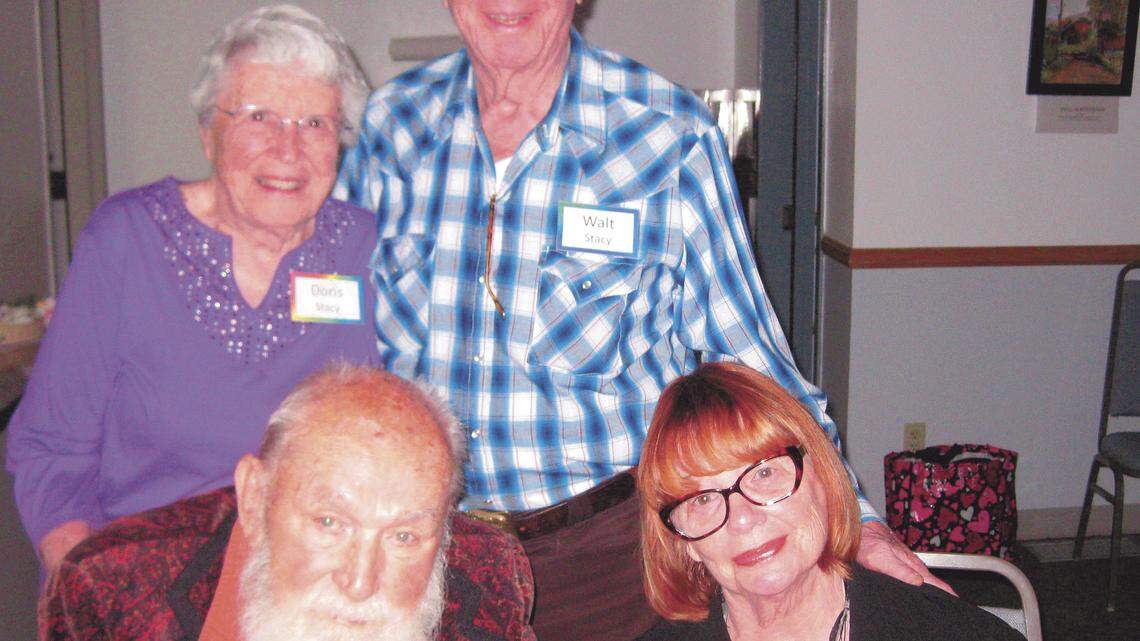 Walt and Doris Stacy, standing, join Jim and Rebecca Randolph Buckley at the 2015 Memorial Day Dance at the Joslyn Recreation Center in May.