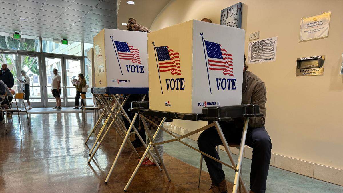 Voters cast their ballots at the San Luis Obispo County elections office on Nov. 5, 2024. We are awaiting final results.