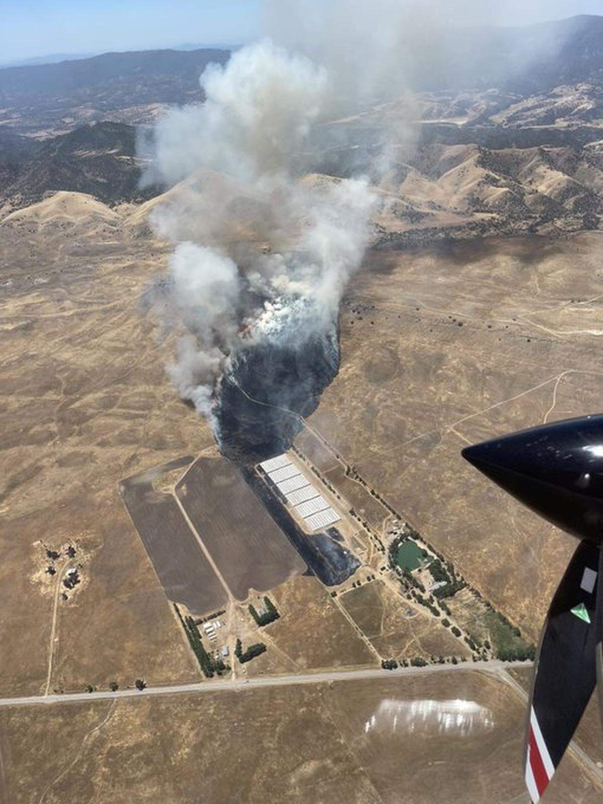 A wildfire burns grassland on the eastern edge of San Luis Obispo County north of the Carrizo Plain National Monument on Wednesday, June 5, 2024.