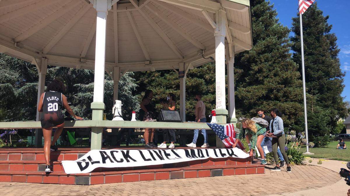 A July gathering in defense of Black lives at Mitchell Park in San Luis Obispo.