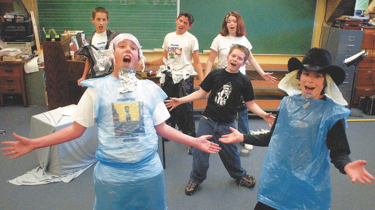 Hamming it up here for DestiNation Imagination in 2002, Zac Efron, far right, had a ‘sparkle’ that caught Metchik’s eye. He was in her class at Paulding Middle School.