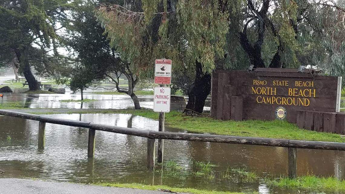 Rain caused flooding at Pismo State Beach and Oceano Dunes SVRA, causing the North Beach Campground to close March 22, 2018.