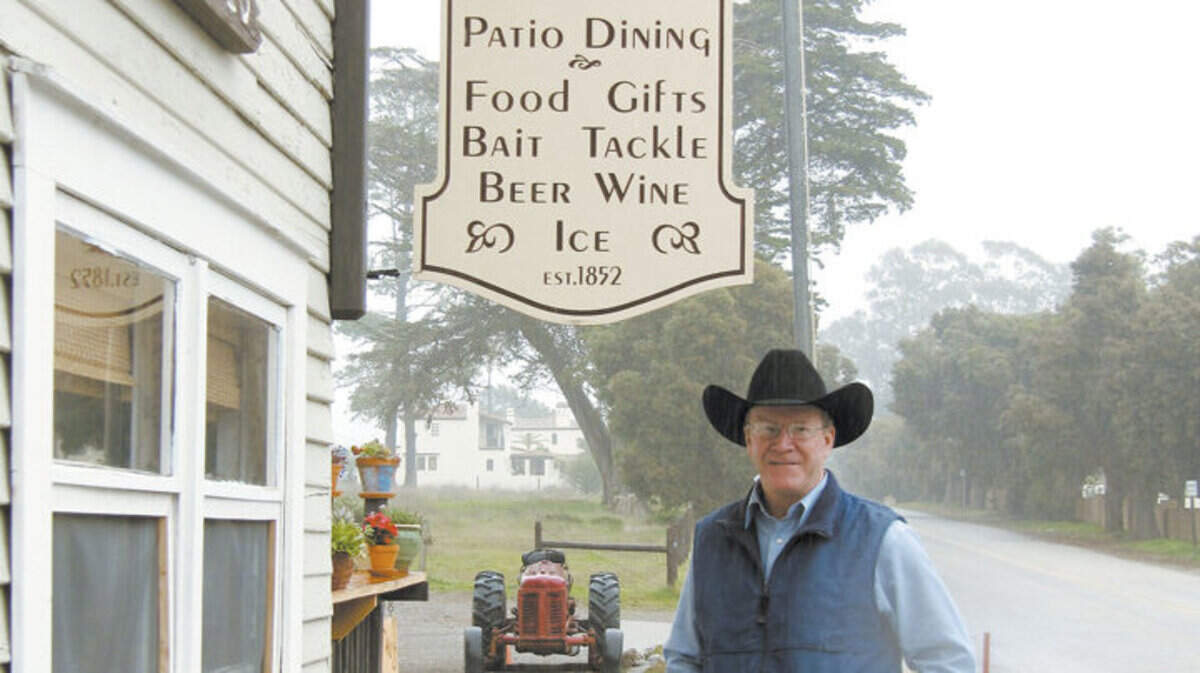 Stephen Hearst in front of Sebastian's General Store in Old San Simeon Village in 2009.
