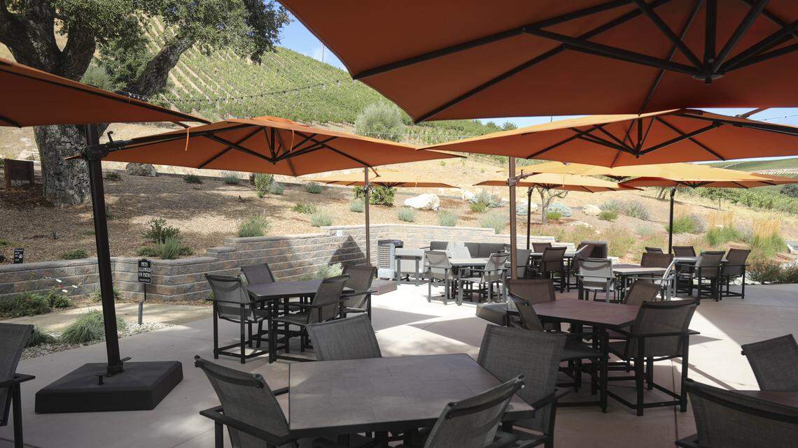 McPrice Myers Wines has a new tasting room on Adeladia Rd. west of Paso Robles with an oak tree covered patio seen here on Sept. 9, 2025.